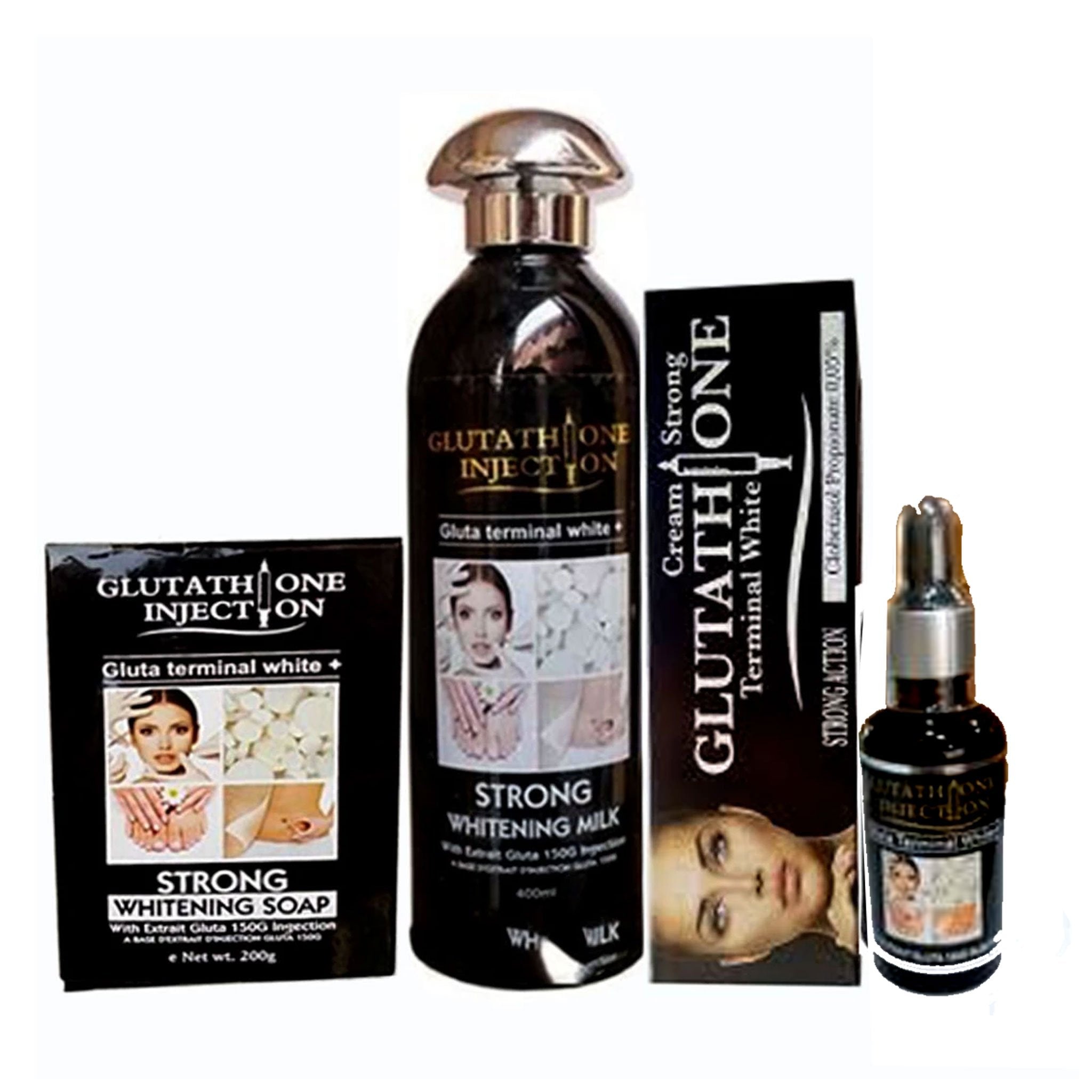 Glutathione Injection ( Lotion, Serum, Tube And Soap ) 4-pc Set sbbeautyplug Glutathione Injection ( Lotion, Serum, Tube And Soap ) 4-pc Set sbbeautyplug