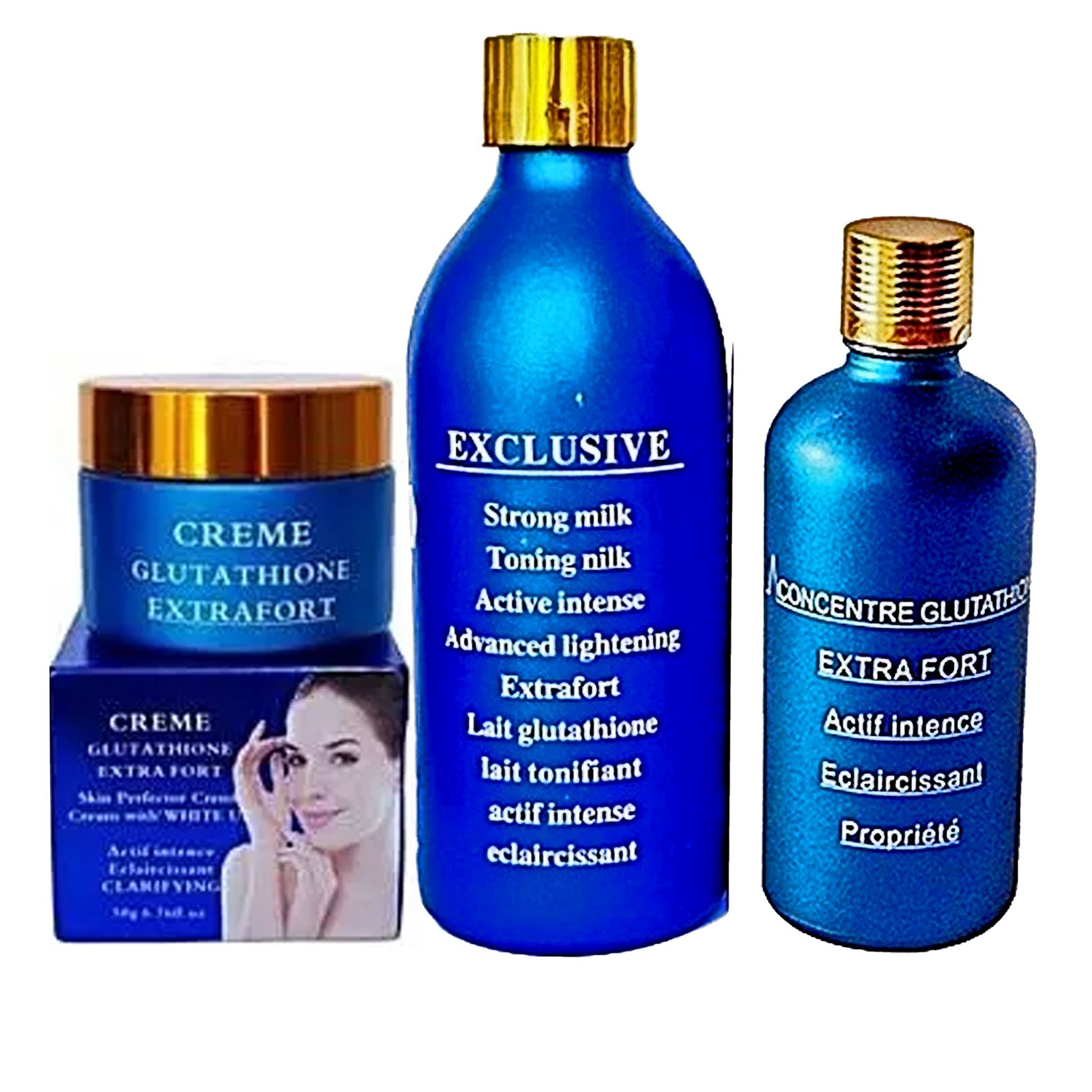 crème glutathione extra fort Lait Glutathione Exclusive 3-Pc Set – sbbeautyplug