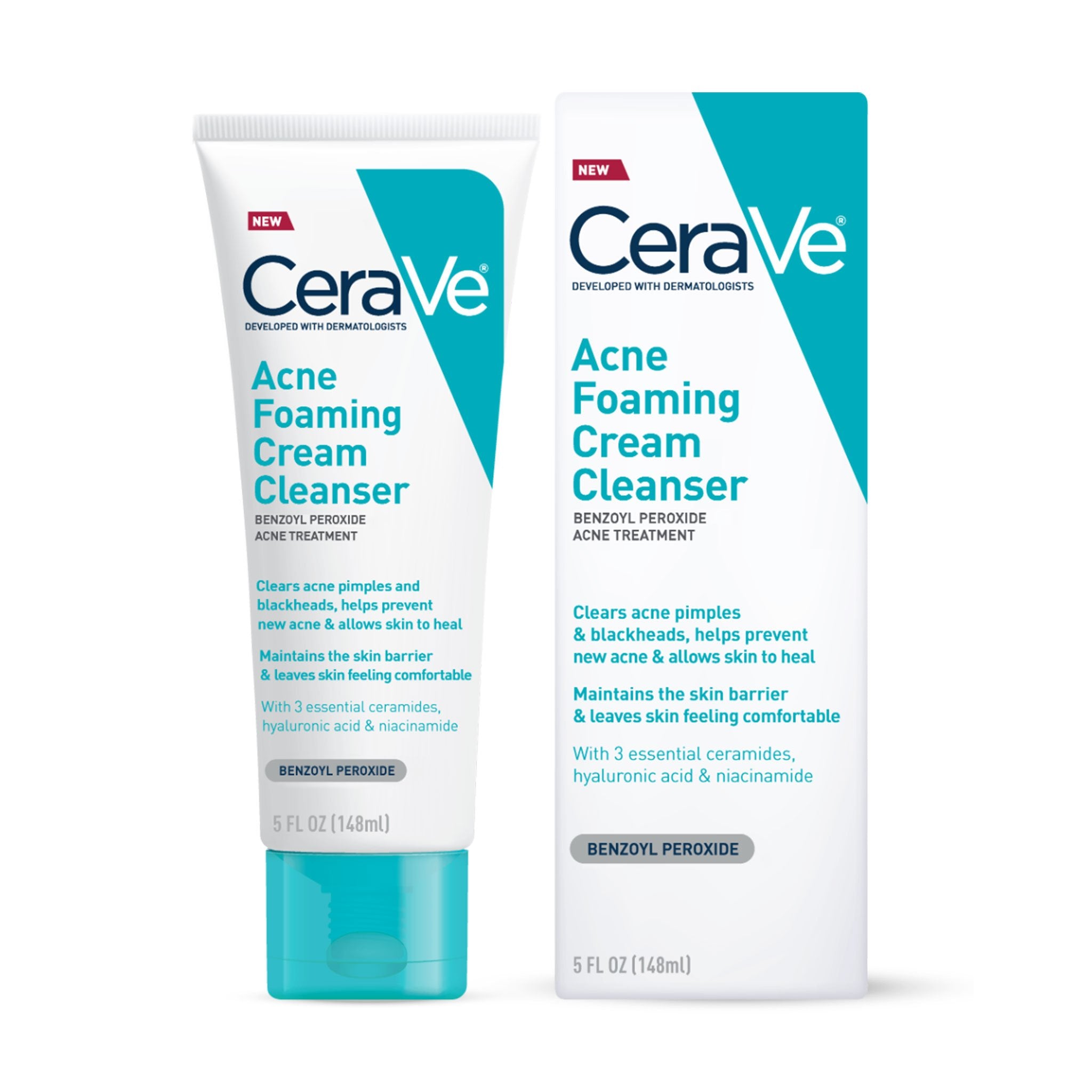 CeraVe Acne Foaming Cream Cleanser Clears Acne Pimples and Blackheads 5 fl  oz
