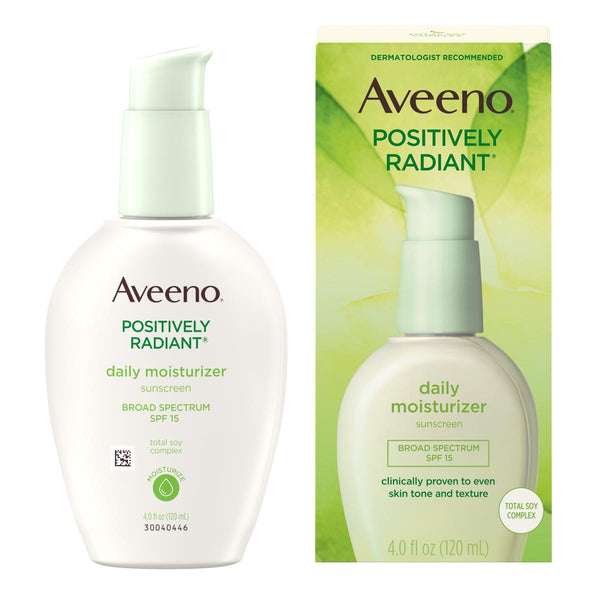 Aveeno Positively Radiant Daily Face Moisturizer For Even Skin Tone, SPF 15