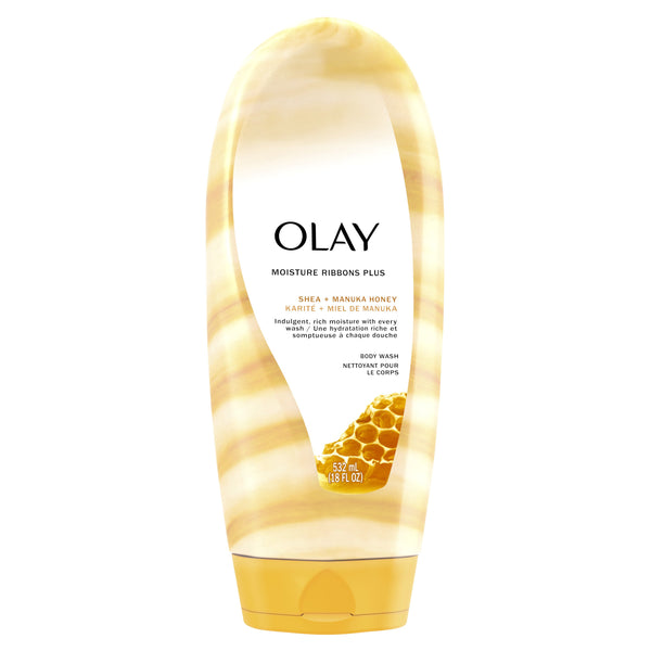 Olay Moisture Ribbons Plus Shea + Manuka Honey Body Wash, 18 oz