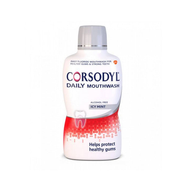 Corsodyl Daily Gum Care Mouthwash with Fluoride, 500 ml Icy Mint